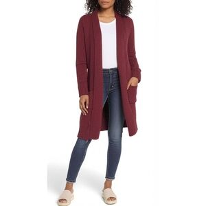 Barefoot‎ Dreams Womens Duster Cardigan XS Burgundy CozyChic Lite Open